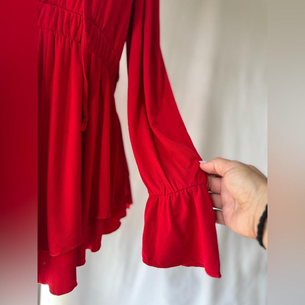 Red Ruffled Tunic Blouse - Picture 6 of 12